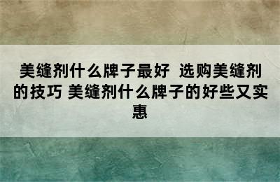 美缝剂什么牌子最好  选购美缝剂的技巧 美缝剂什么牌子的好些又实惠